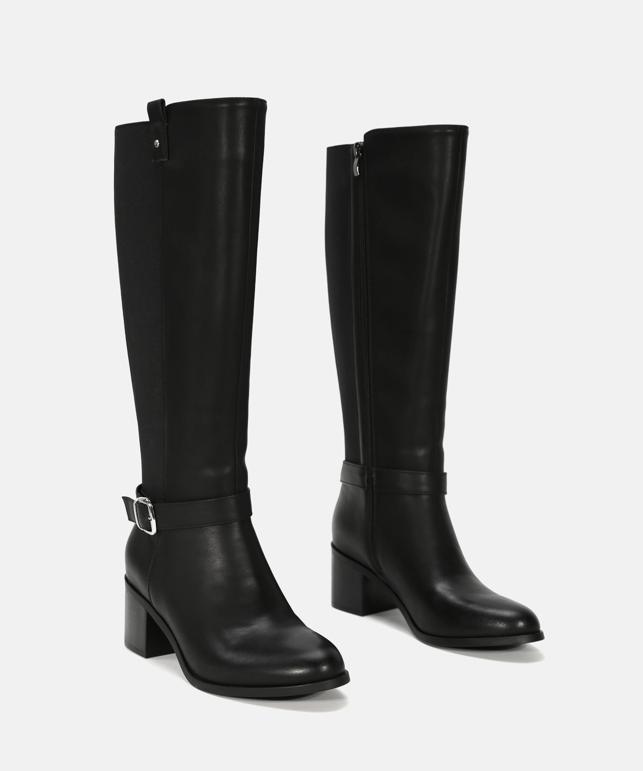 Botas altas pretas salto fivela image number null